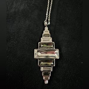 Touchstone Crystal Swarovski Cyclone Black Diamond Pendant Necklace